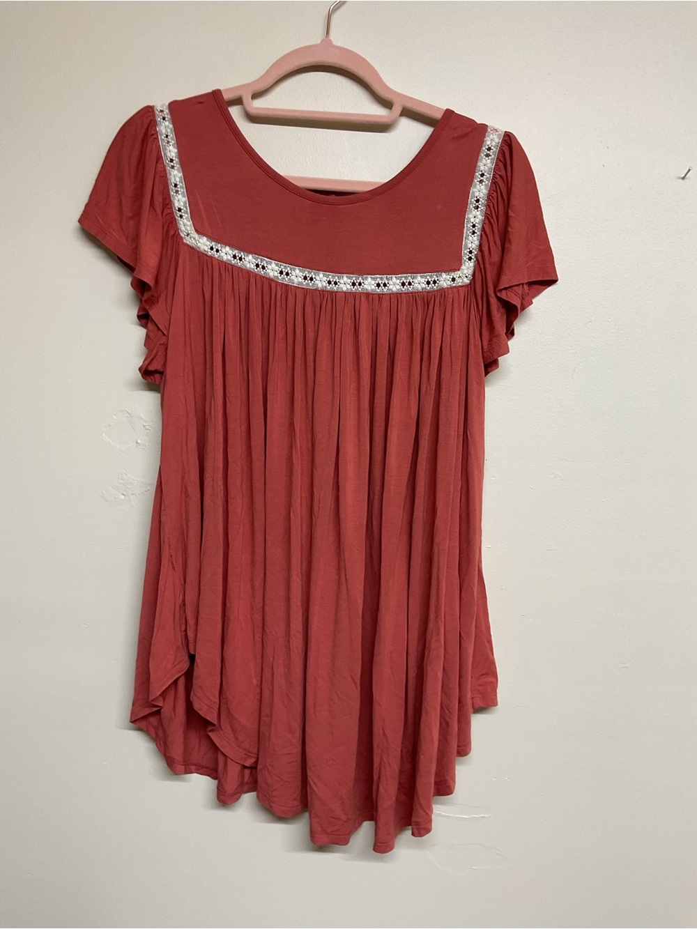 Women’s Dusty Rose Short Sleeve Peasant Top